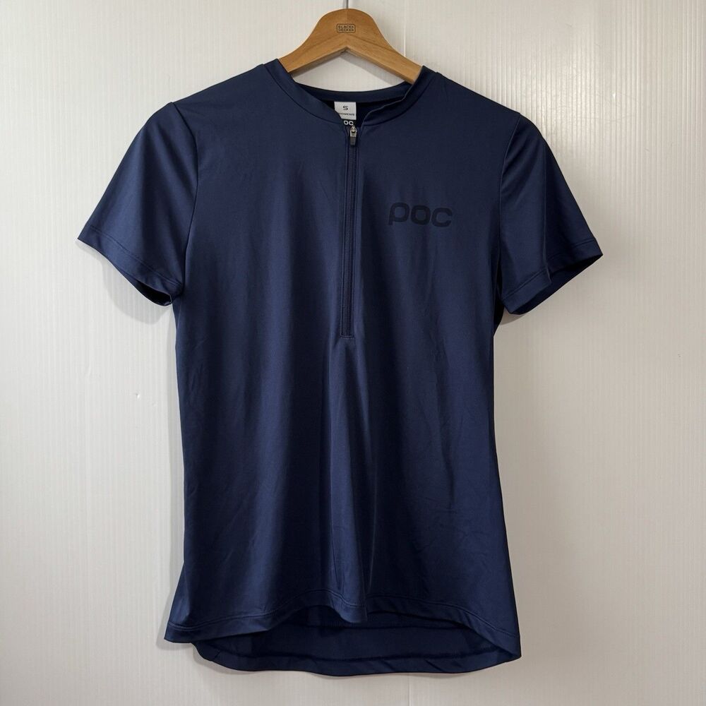 Poc Trail Tee Light Zip Short Sleeve Polygiene Navy Sz Small